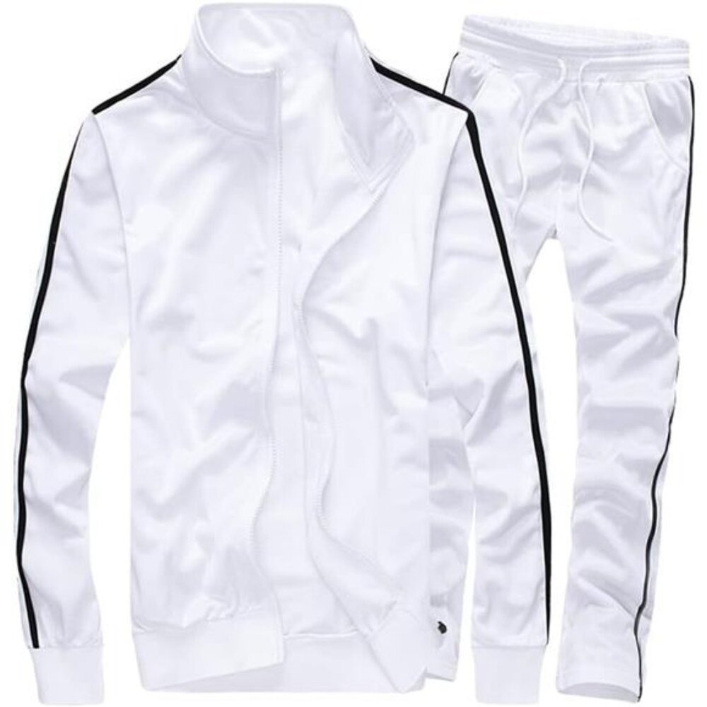 Men's Activewear Full Zip Warm Tracksuit Sports Set Casual Sweat Suit